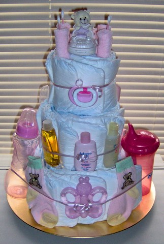 Pink Girl 3 Tier Diaper Cake